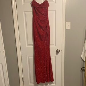 Windsor Strapless Red Glitter Dress